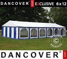 Tenda party 6x12m PVC, Blu/Bianco
